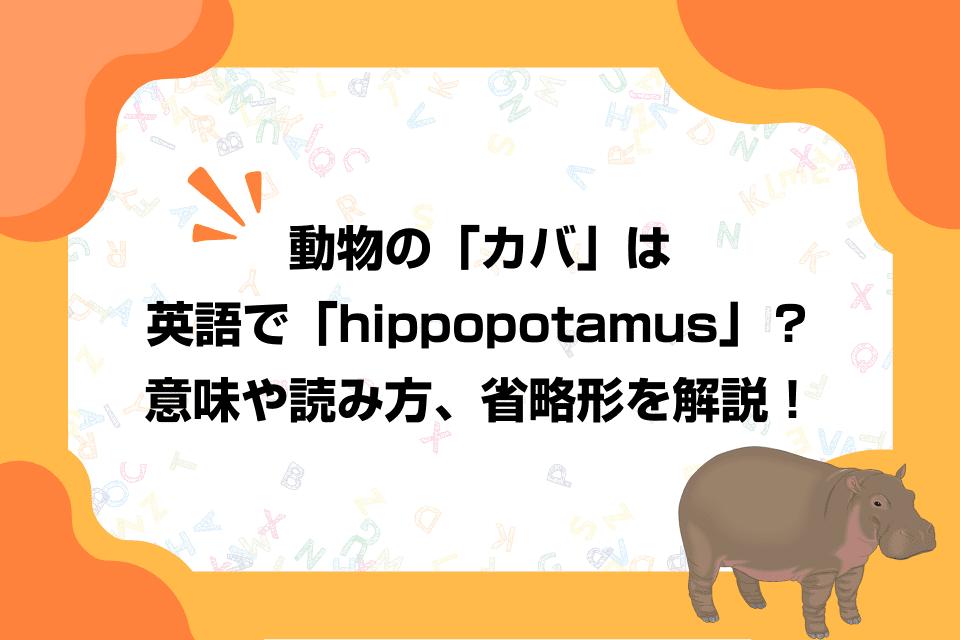 動物の「カバ」は英語で「hippopotamus」？意味や読み方、省略形を解説！