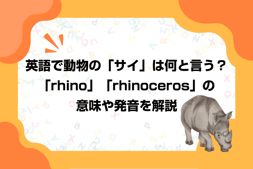 英語で動物の「サイ」は何と言う？「rhino」「rhinoceros」の意味や発音を解説